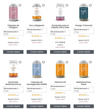 Tus favoritos desde 5€ en Myvitamins.