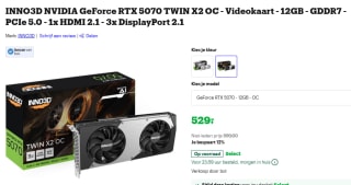 INNO3D GeForce RTX 5070 TWIN X2 OC grafische kaart voor €529 met Bol select