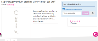 Shop a sterling silver jewellery in Superdrug Cardiff for £0.40