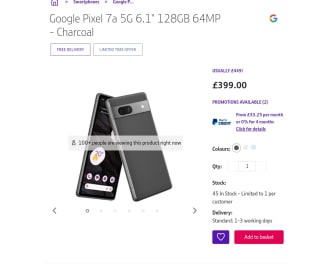 Google Pixel 7a 128GB 5G Smartphone from £399 at BT Shop