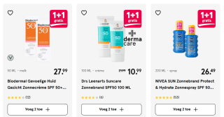 1+1 gratis op zonbescherming en aftersun bij Etos