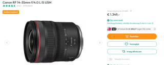 Canon RF 14-35mm f/4.0 L IS USM voor €1.349 bij Art & Craft