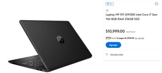 Laptop HP 15T-DW300 a $10,999 en Walmart