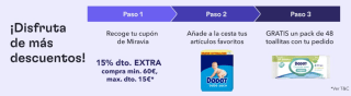 Hasta 50% + 15% extra + 5€ descuento + toallitas GRATIS en productos Dodot precios mínimos