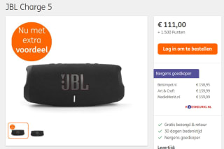 JBL Charge 5 (zwart) voor €111 met 150 ING rentepunten