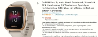 GARMIN Venu Sq Music, Health Smartwatch, Waterdicht, GPS, Muziekopslag, 1,3" Touchscreen, Sport-Apps, Hartslagmeting, Batterijduur van 6 Dagen, Contactloos betalen (Gereviseerd)