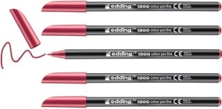 5 Rotuladores edding punta fibra 1200 carmin por 1,05€