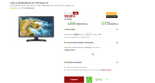 Monitor Smart TV marca LG 24TQ510S-PZ 23.6" LED HD Ready por 128€