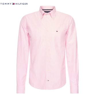 Roze gestreept hemd Tommy Hilfiger voor €34,95 bij GeheimeDeals