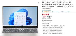 HP Laptop 15-fc0630nd | 15.6" Full HD Antiglare IPS voor €449 met Amazon Prime