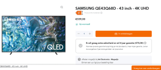 Samsung QLED 4K 43Q68D (2024) voor €339 bij Artelectronics