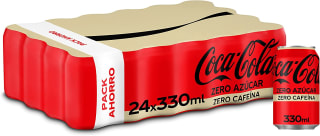 Pack 24 latas Coca-Cola Zero Azúcar Zero cafeína por 15,36€