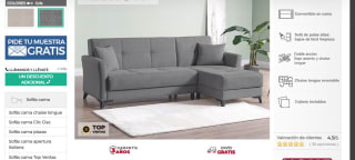 sofá con chaise longue reversible convertible en cama de 110x180 cm por 399,99€