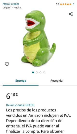 hucha dinosaurio, marca Legami por 6,48€