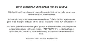 Gafas de sol gratis por compra en SophieandLucie