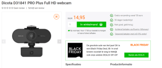 Dicota Webcam PRO Plus Full HD - Webcam - kleur voor €14,95 bij yorcom