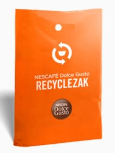 Gratis recyclezak voor koffiecapsules aanvragen/gratis retouneren bij Dolce Gusto