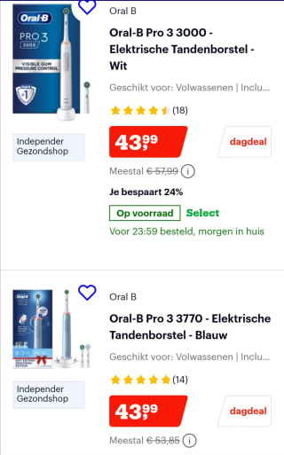 Tot 24%korting op elektrisch poetsen.bij Bol.com