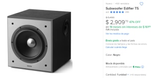 Subwoofer Edifier T5 por $2,910 en Mercado Libre