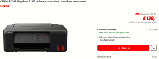 Canon PIXMA G1530 A4 inkjetprinter voor €139 bij de Mediamarkt