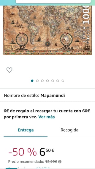 Educa - Mapamundi Puzzle, 1000 Piezas por 6,50€.
