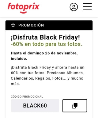 -60% de Descuento Black Friday desde Fotoprix.