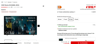 Sony Bravia XR-65A80L - 65 inch - 4K OLED - 2023 voor €1.519,20 bij Mediamarkt