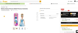 Muñeca Disney Princess Mattel Princesa Cenicienta por 7,50€