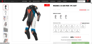 Combinaison Dainese Misano2 D-Air 1 pièce à 1749,96 €