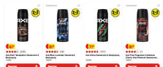 2+2 gratis op alle AXE deo , bodyspray en douchegel bij Kruidvat
