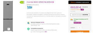 Frigorifico Combi BEKO B5RCNE406HXB por 633€