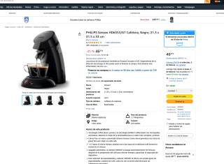 Cafetera PHILIPS Senseo HD6553/67 a solo 46,69€