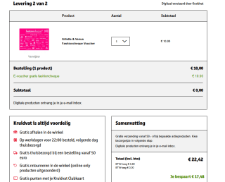 Gratis fashioncheque t.w.v. €10 bij aankoop van 2 actieproducten Gillette Venus bij Kruidvat