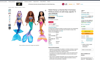 Mattel Disney La Sirenita Pack 3 hermanas Muñecas sirenas con pelo largo por solo 23,99€