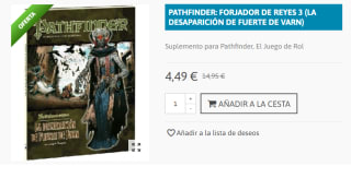 Pathfinder Senda de aventuras: La Desaparición de Fuerte de Varn(Forjador de reyes 3) por 4.49€