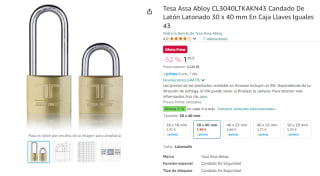 Tesa Assa Abloy Candado De Latón Latonado 30 x 40 mm por 1,99€