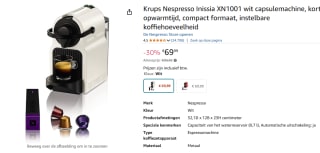 Krups Nespresso XN1001 Inissia koffiecupmachine voor €69 bij Amazon
