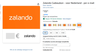 15% korting op een Zalando cadeau kaart bij Amazon