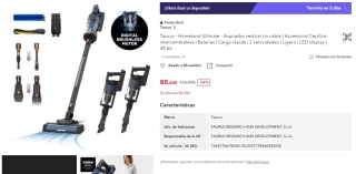 Taurus Homeland Ultimate Aspirador vertical sin cable por 80,63€ (cuenta nueva por 68,63€)