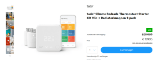 tado° Slimme Bedrade Thermostaat Starter Kit V3+ + Radiatorknoppen 2-pack voor €189,95