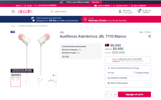 Audífonos Alámbricos JBL T110 por $8.990