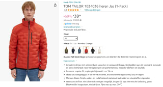 Gewatteerd waterafstotend heren jack van Tom Tailor voor €39,99 bij Amazon