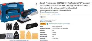 Bosch Professional GSS 18V-13 Accu - Vlakschuurmachine - Basic Body + Accessoires in L-BOXX voor €172,49 bij Amazon