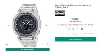 Casio G-Shock Skeleton Series Watch GA-2100SKE-7AER for £68.60 at Watch Shop