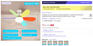 Ventilador Techo LED Con Control Inalámbrico con 3 Modos Iluminación Ajustables E26/E27 Base 20-40W por 11,99€