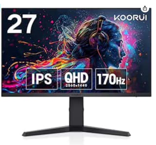 Monitor Gaming KOORUI de 27" 170Hz, 2K QHD (2560 * 1440) por 229.99€