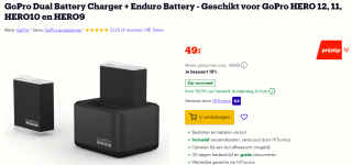 GOPRO Dual Charger + Enduro Battery Action cam voor €49 bij Bol.com