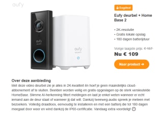 Eufy Black Video Doorbell + Home Base 2 voor €109 bij Art & Craft