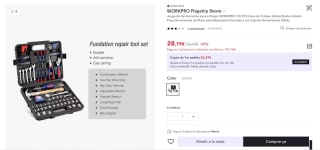 Juego de Herramientas para el Hogar WORKPRO 165 PCS por 28,79€ (cuenta nueva 17,27€)