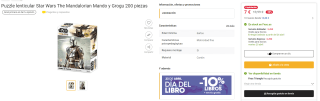 Puzle lenticular de Star Wars The Mandalorian Mando y Grogu de 200 piezas por 7€